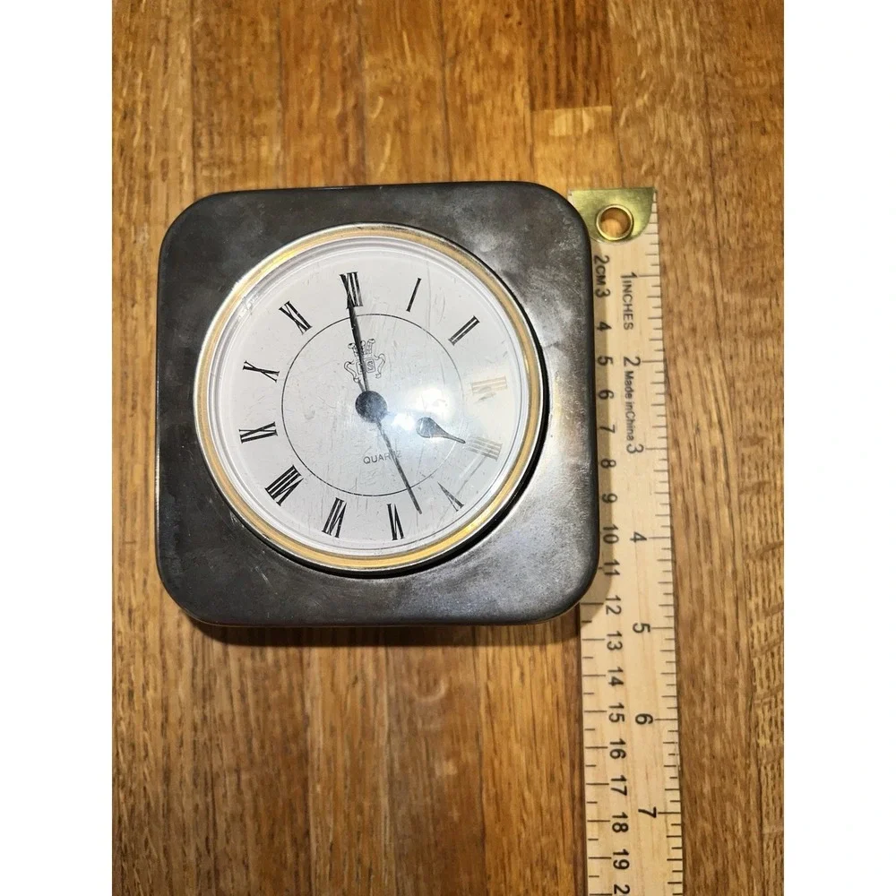 Vtg desk International Silver‎ Company Quartz Silver Plated Cubic Clock Works